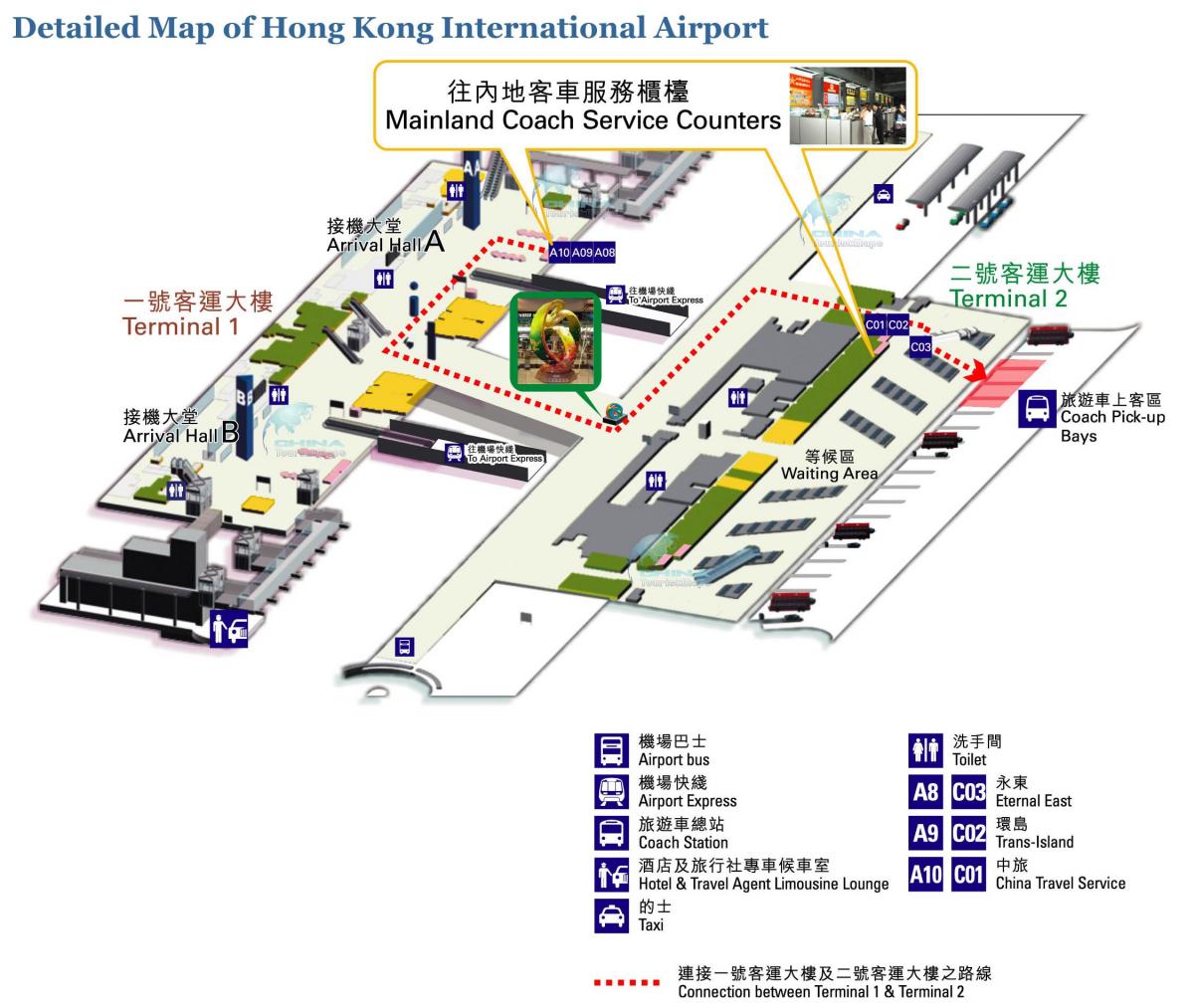 karta över Hong Kongs flygplats