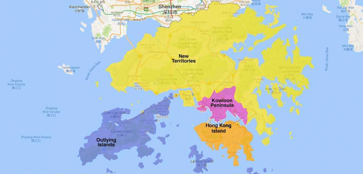 karta över Hong Kong området