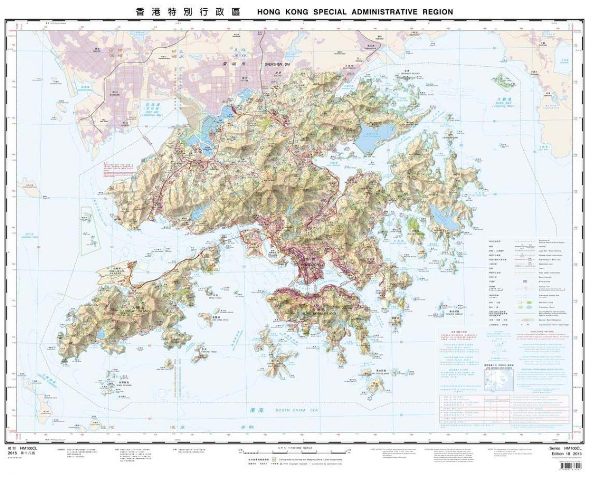 topografisk karta över Hong Kong