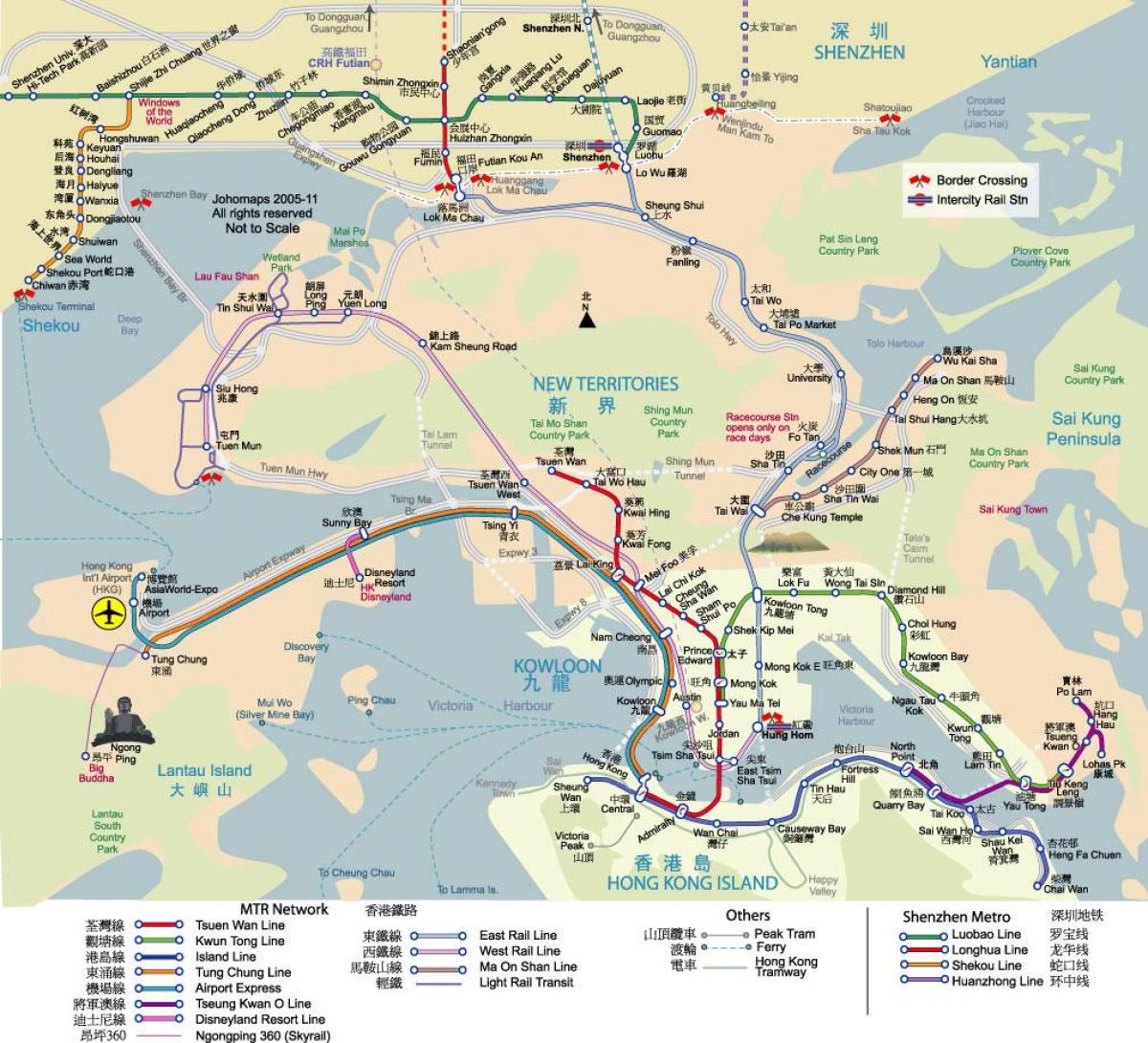 karta över Hong Kong transit