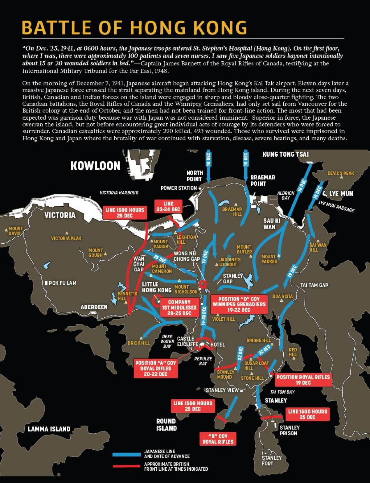 karta över slaget vid Hong Kong