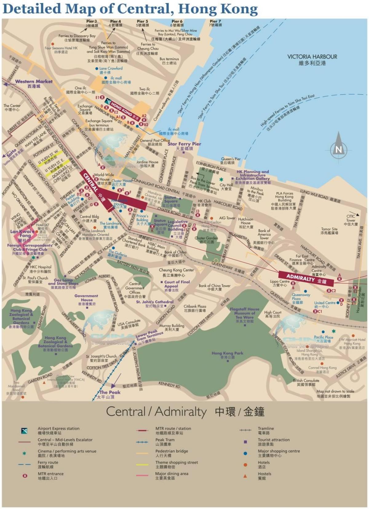 Hong Kong central karta