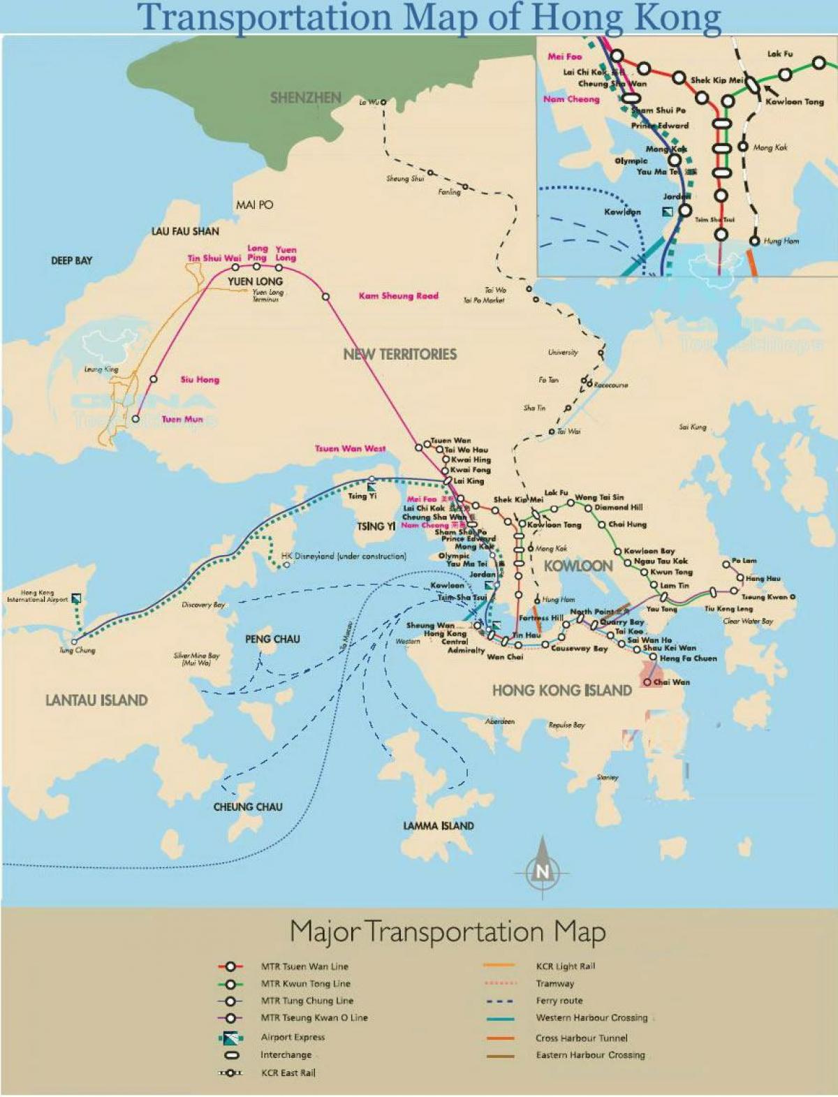 Hong Kong färjelinjer karta