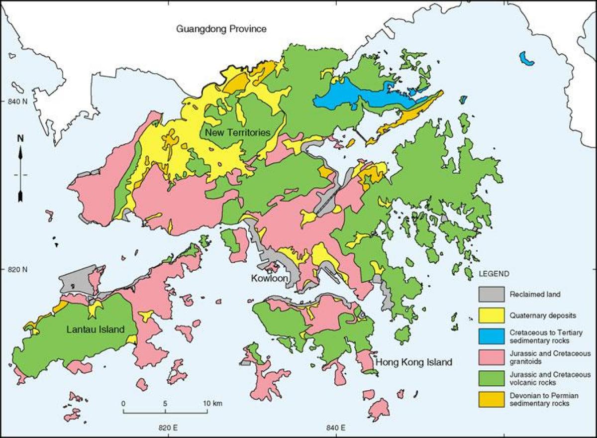 geologisk karta över Hong Kong