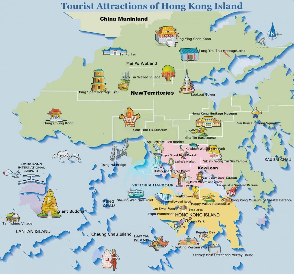 karta över Hong Kong island