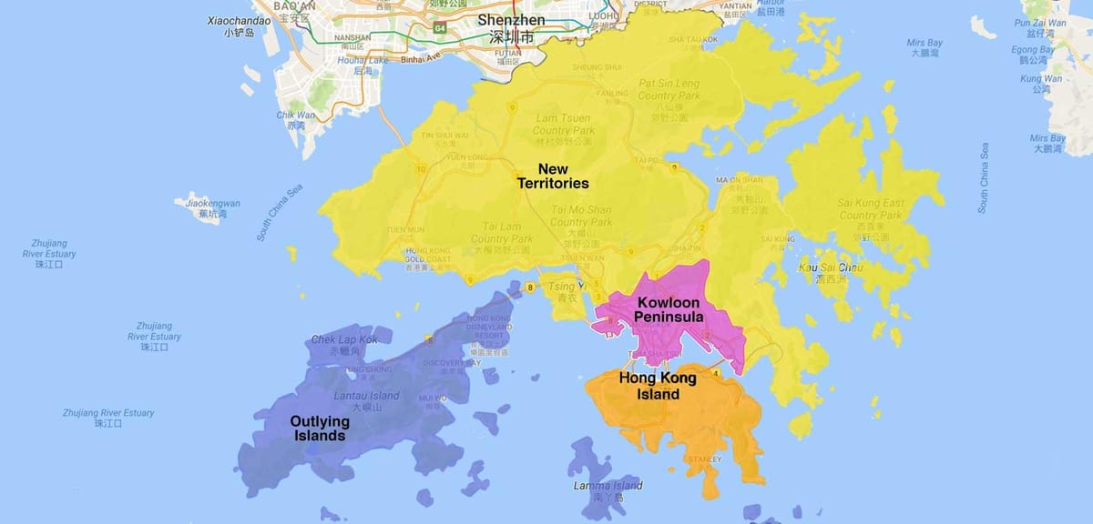 karta över Hong Kong området