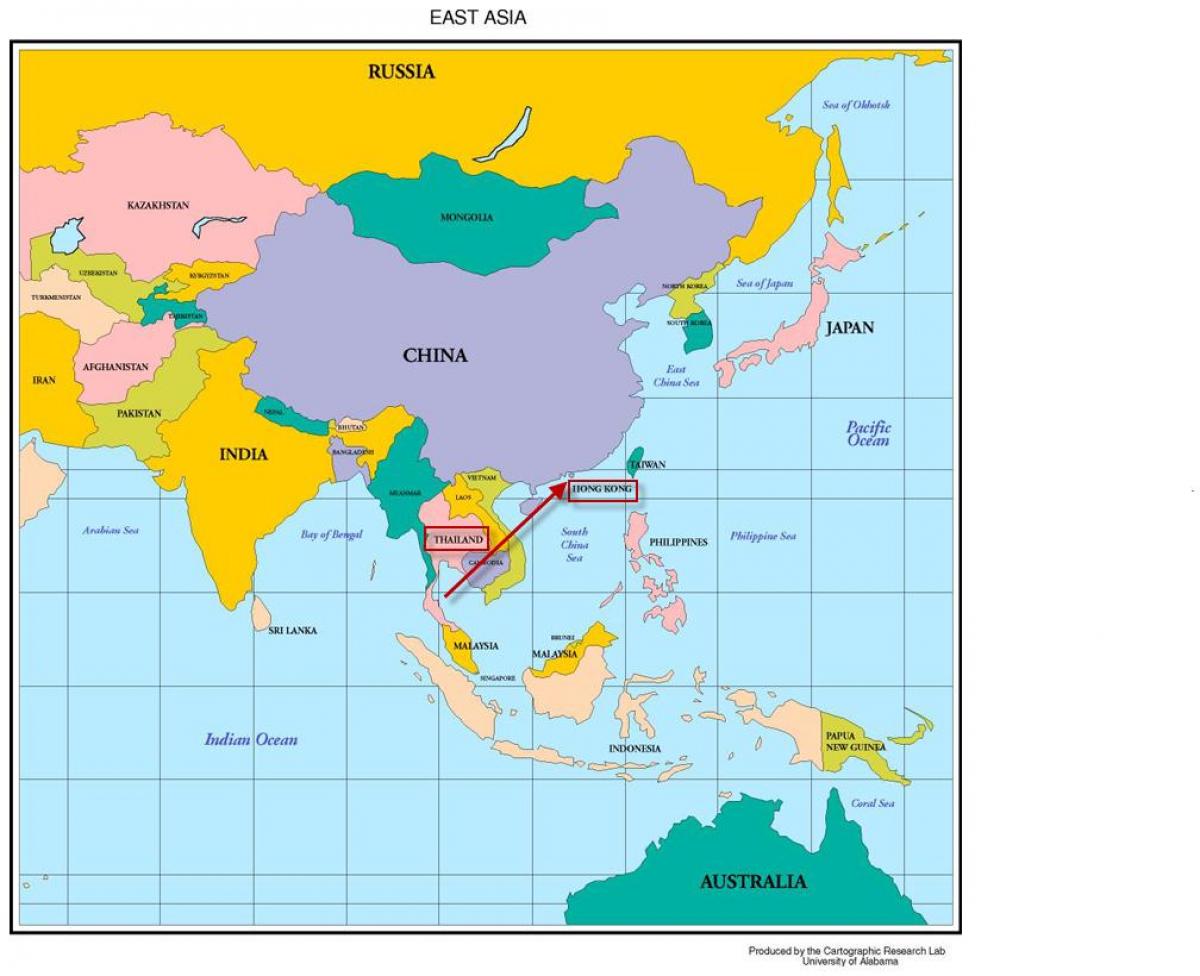 Hong Kong karta över asien