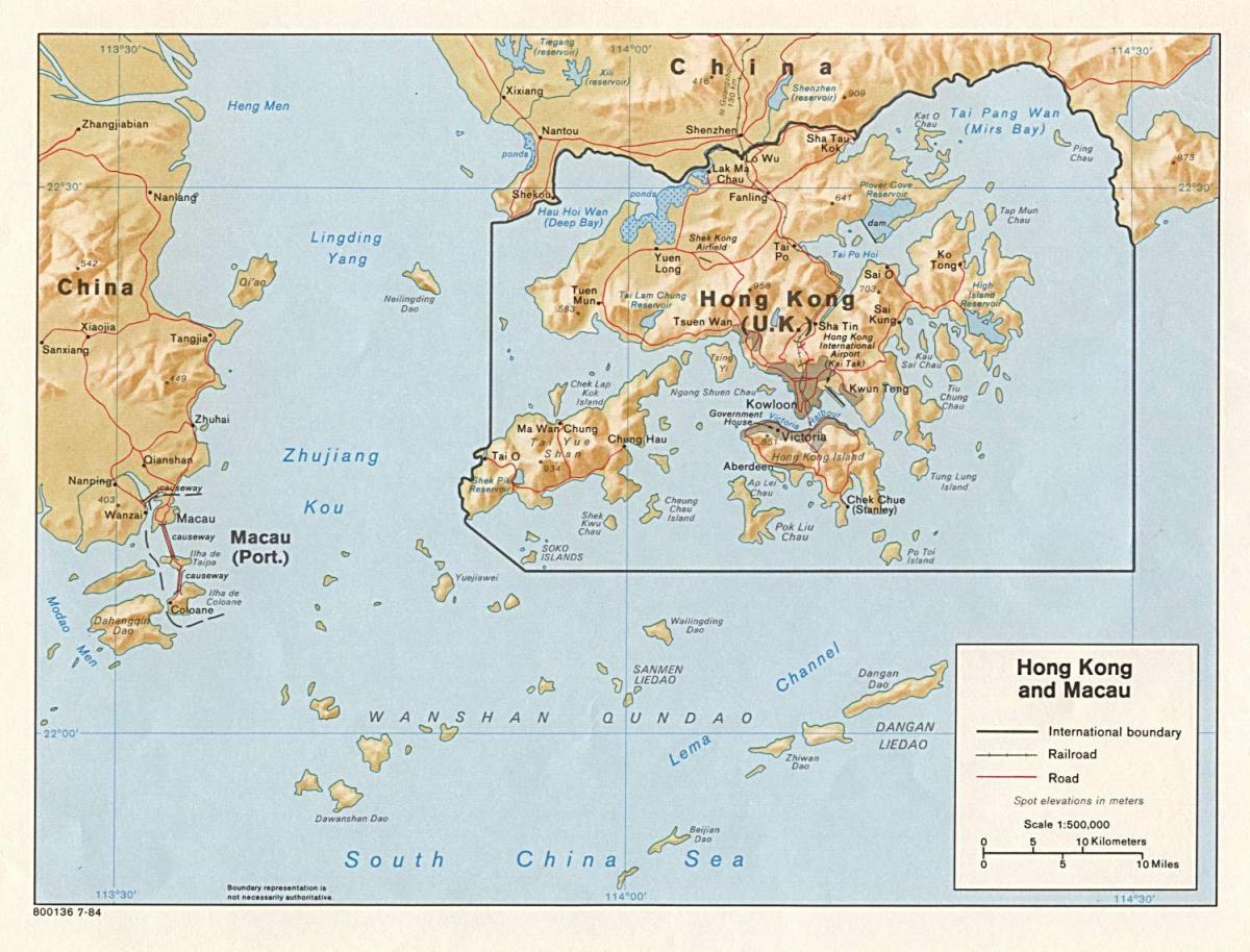 karta över Hong Kong och Macau