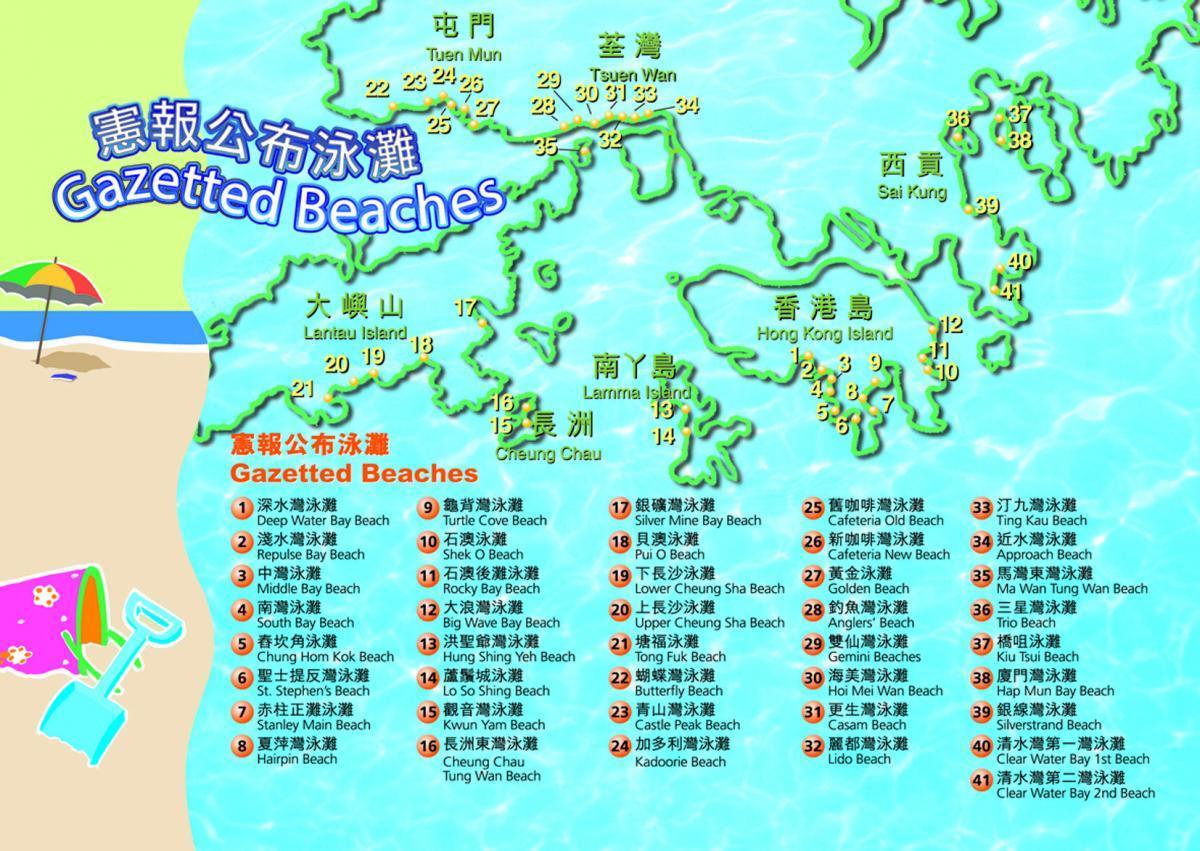 karta över Hong Kong stränder