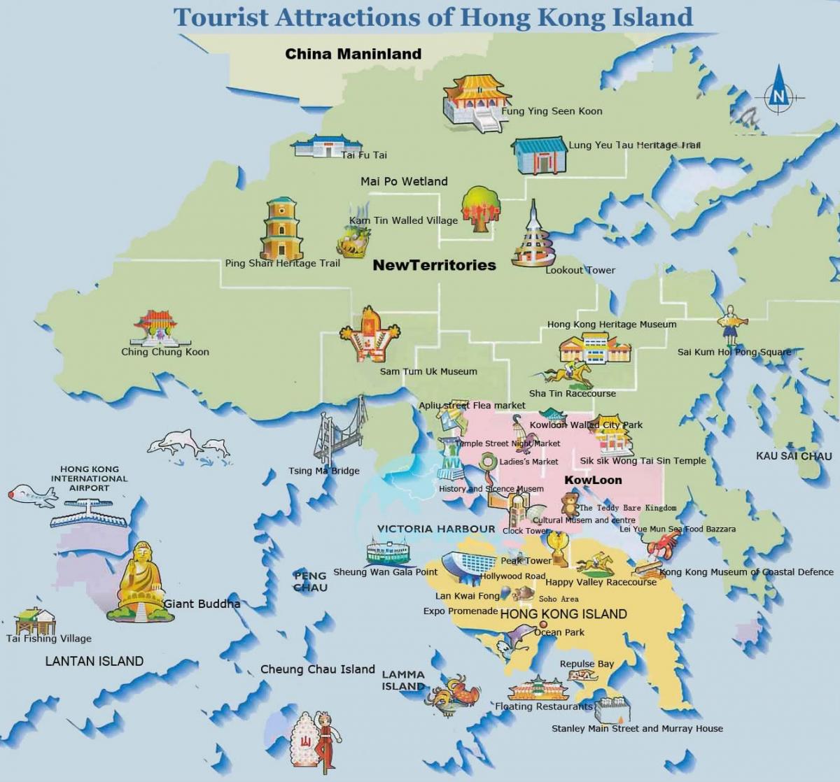 turist karta över Hong Kong