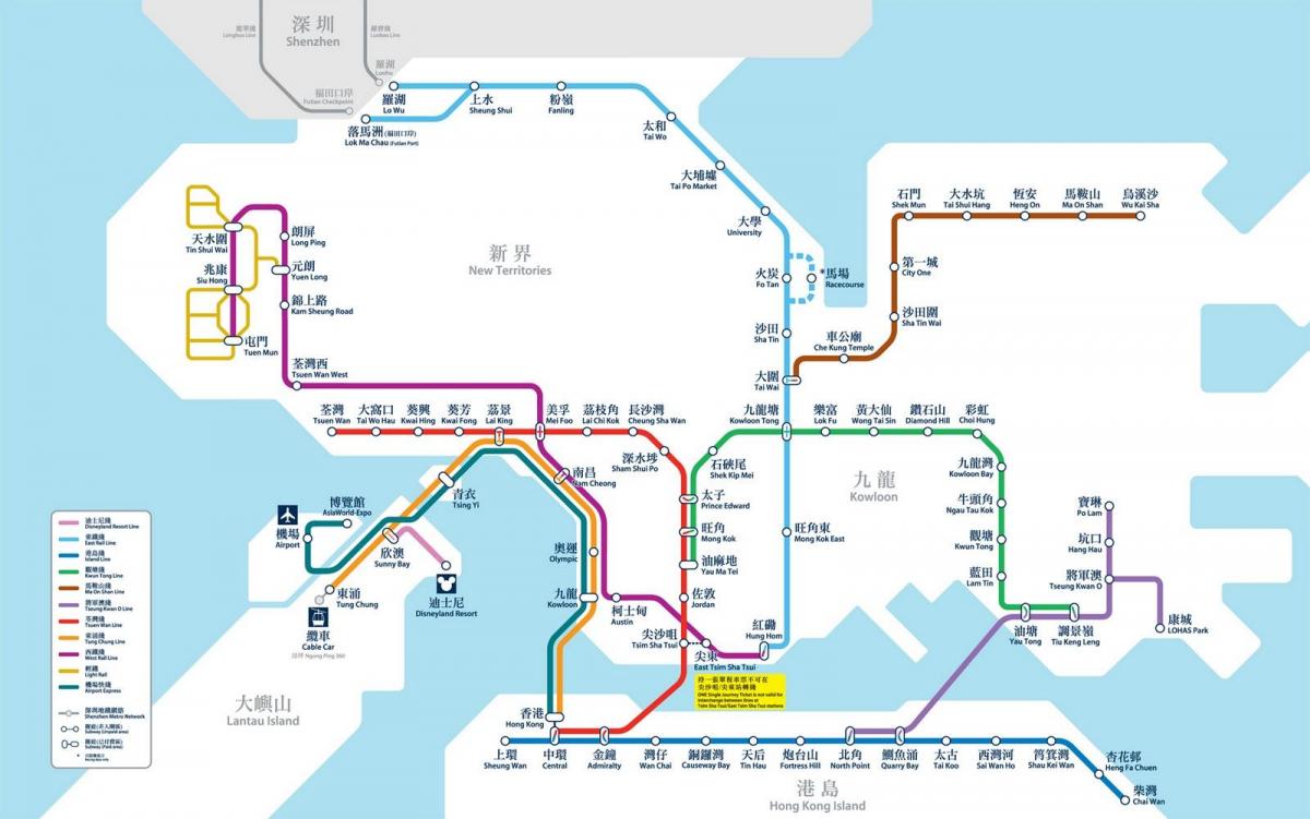 HK tåg karta
