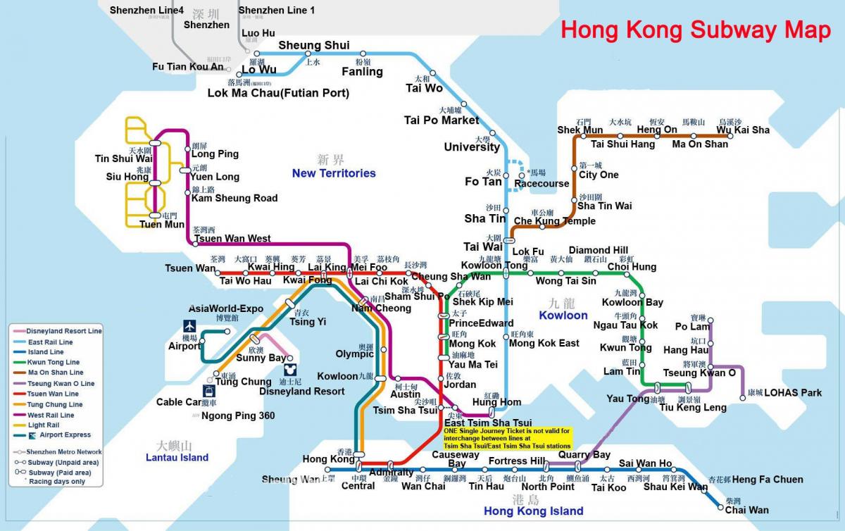 tunnelbana karta Hong Kong