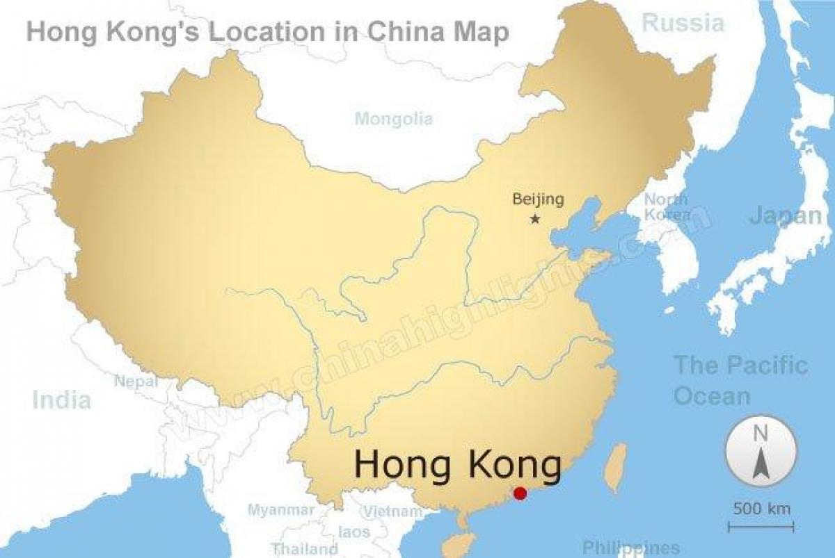 karta över Kina och Hong Kong