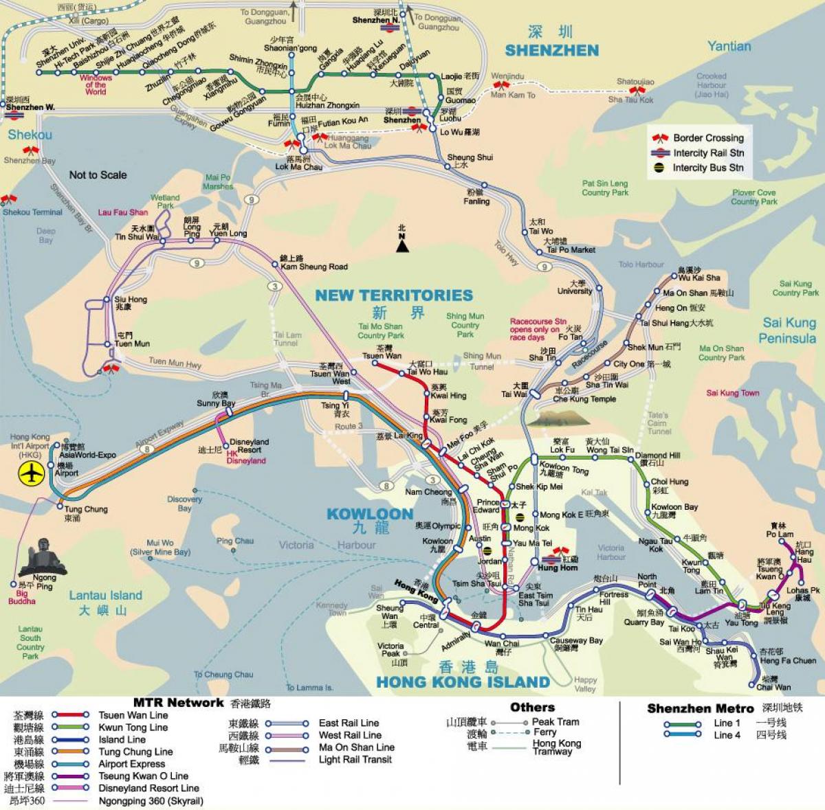 MTR karta över Hong Kong