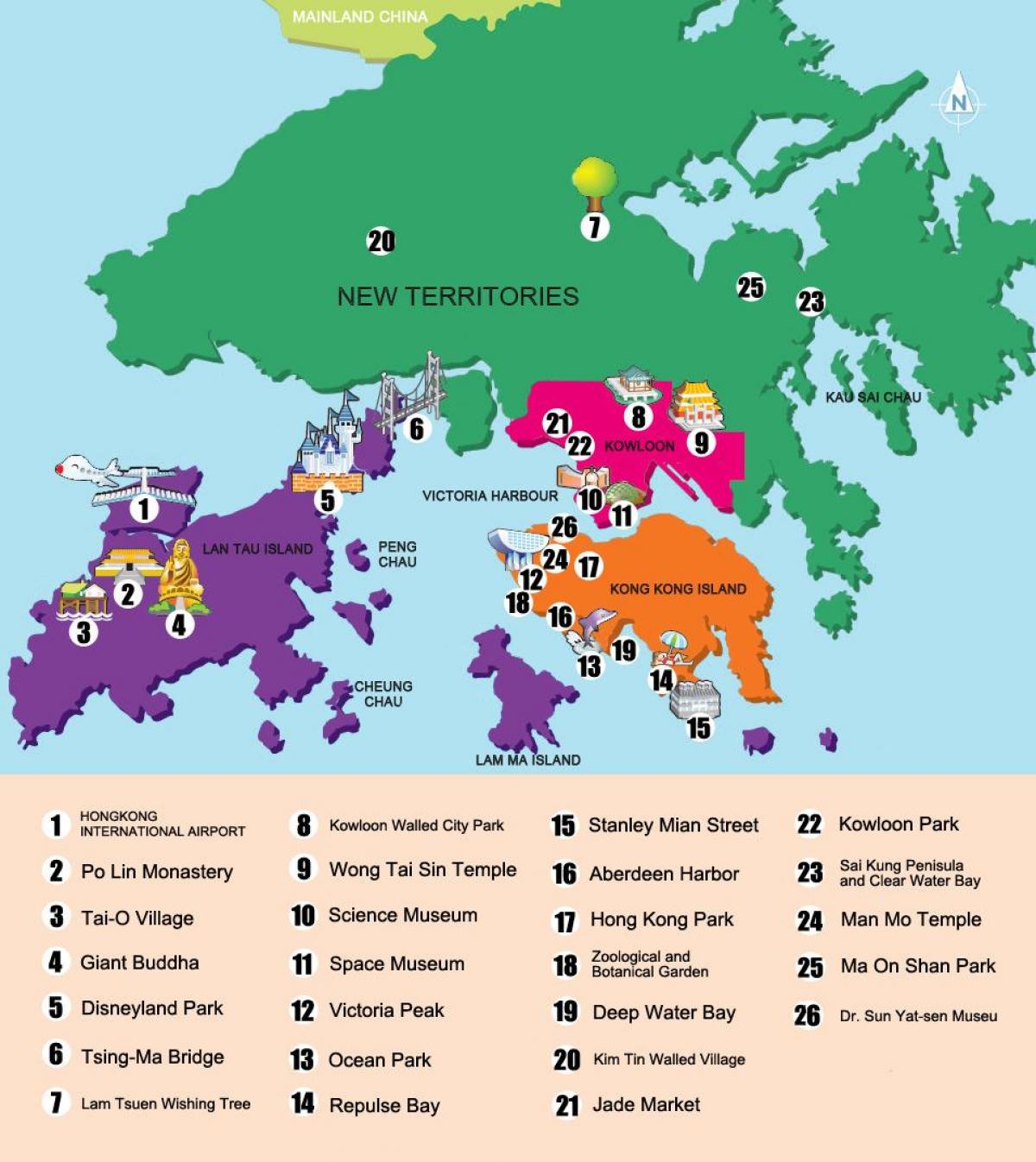 karta över nya territorierna i Hong Kong