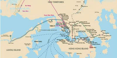 Hong Kong färjelinjer karta