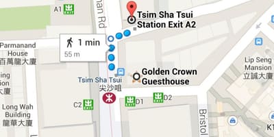 Mtr-stationen Tsim Sha Tsui karta